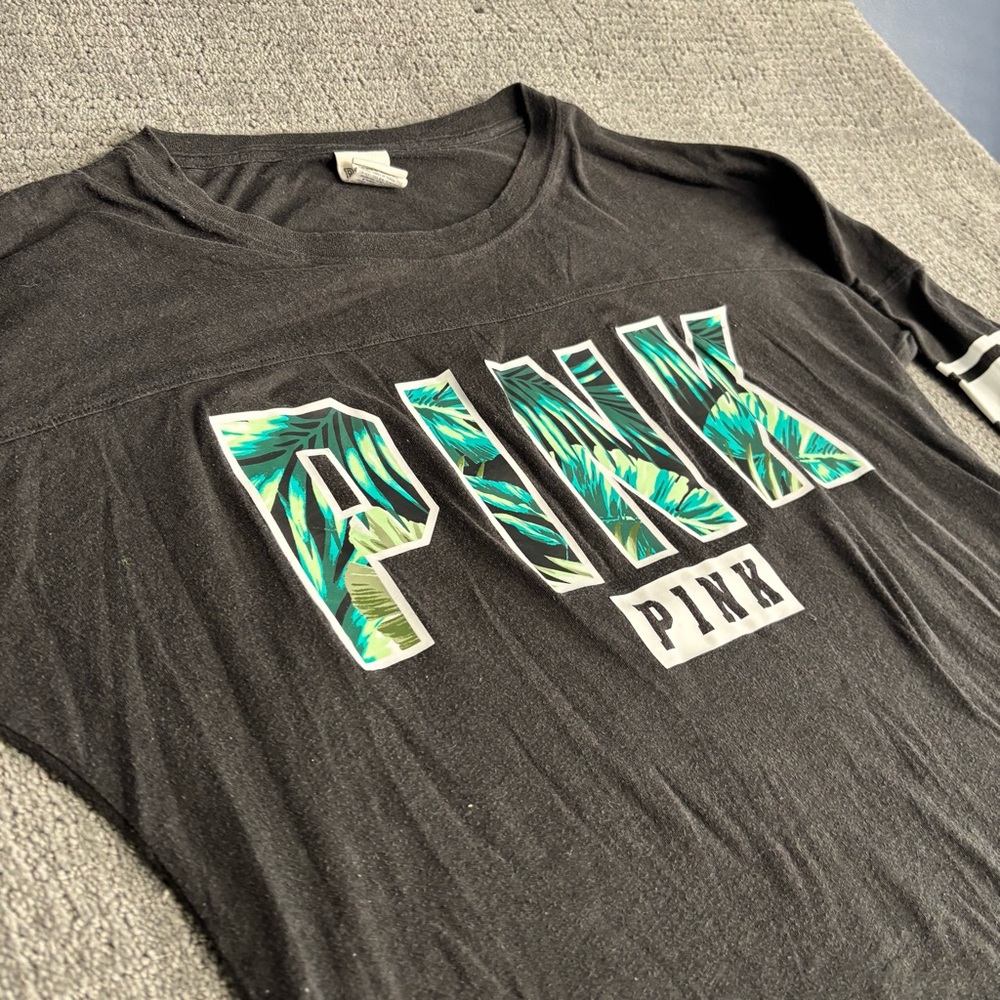 Victoria's Secret  Long Sleeve Tee - Black with Green Accents